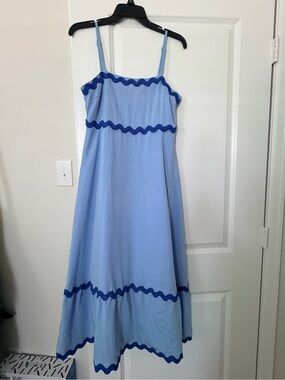 Worn once Amazon Light Blue Maxi Sundress with Royal Blue Trim